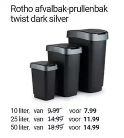 Inter Chalet Rotho afvalbak-prullenbak twist dark silver aanbieding