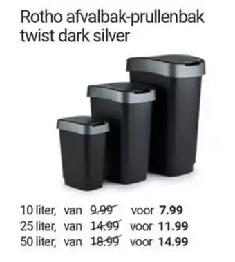 Inter Chalet Rotho afvalbak-prullenbak twist dark silver aanbieding