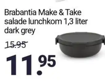Inter Chalet Brabantia Make & Take salade lunchkom dark grey aanbieding