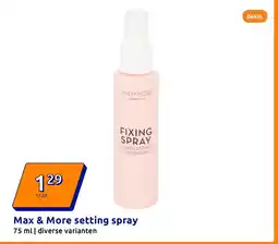 Action Max & More setting spray aanbieding