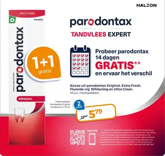 Trekpleister Keuze uit parodontax Original, Extra Fresh, Fluoride vrij, Whitening en Ultra Clean. aanbieding