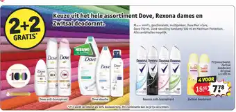 Kruidvat Keuze uit het hele assortiment Dove, Rexona dames en Zwitsal deodorant. aanbieding