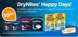 Trekpleister DryNites pyjamabroekjes en Huggies Little Swimmers aanbieding