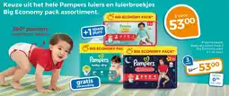 Trekpleister Keuze uit het hele Pampers luiers en luierbroekjes Big Economy pack assortiment. aanbieding