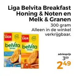 Trekpleister Liga Belvita Breakfast Honing & Noten en Melk & Granen aanbieding