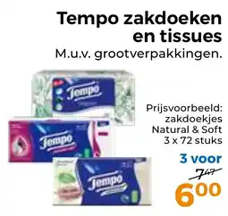 Trekpleister Tempo zakdoeken en tissues aanbieding
