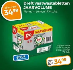 Trekpleister Dreft vaatwastabletten Jaarvolume aanbieding