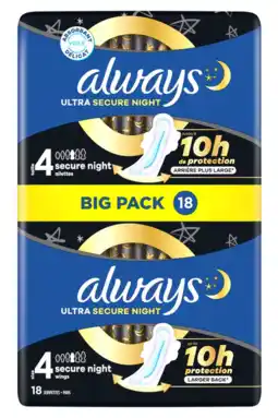 De Online Drogist Always Ultra Secure Night Maat 4 Maandverband aanbieding