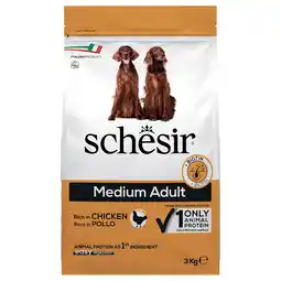 Zooplus 3kg Schesir Dog Medium Adult met kip droogvoer aanbieding