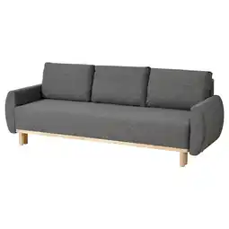 IKEA Grijze grunnarp slaapbank met houten poten, kan worden omgebouwd tot een groot bed, biedt opslag aanbieding