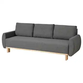 IKEA Grijze grunnarp slaapbank met houten poten, kan worden omgebouwd tot een groot bed, biedt opslag aanbieding