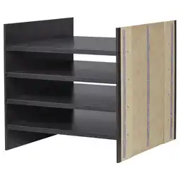 IKEA Zwarte kallax stellingkast met 4 legplanken, zijkanten van vezelplaat en centrale verdeler aanbieding