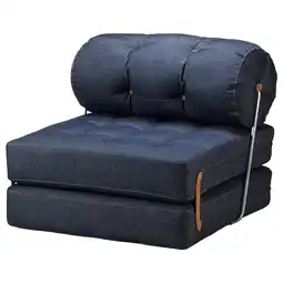 IKEA Blauwe denimstoel met kussens, opvouwbaar, modern design, comfortabele zitplaatsen aanbieding