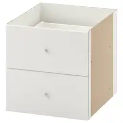 IKEA Wit kallax ladeblok, vierkante vorm met gladde afwerking, twee lades, plat oppervlak aanbieding