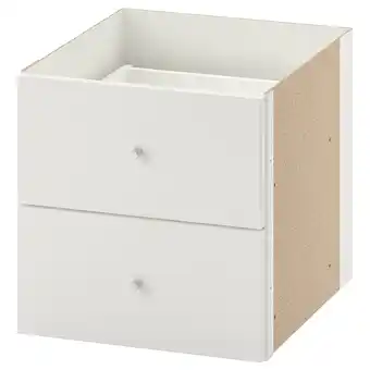IKEA Wit kallax ladeblok, vierkante vorm met gladde afwerking, twee lades, plat oppervlak aanbieding