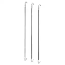 IKEA Drie grijze hangers met spiraalkoord en witte plastic haken, ideaal voor het organiseren van spullen aanbieding