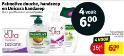 Kruidvat Palmolive douche, handzeep en Unicura handzeep aanbieding