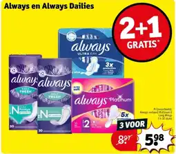 Kruidvat Always en Always Dailies aanbieding