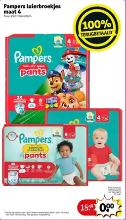 Kruidvat Pampers luierbroekjes maat 4 aanbieding