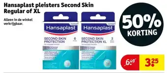 Kruidvat Hansaplast pleisters Second Skin Regular of XL aanbieding