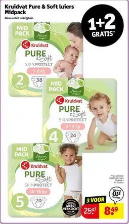 Kruidvat Kruidvat Pure & Soft luiers Midpack aanbieding