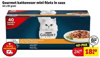 Kruidvat Gourmet kattenvoer mini filets in saus aanbieding