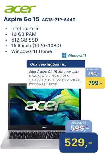 Levix Computershop acer Aspire Go 15 AG15-71P-544Z aanbieding