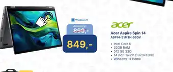 Levix Computershop Acer Aspire Spin 14 ASP14-51MTN-56DV aanbieding