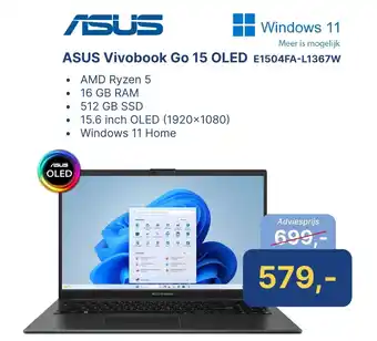 Levix Computershop ASUS Vivobook Go 15 OLED E1504FA-L1367W aanbieding