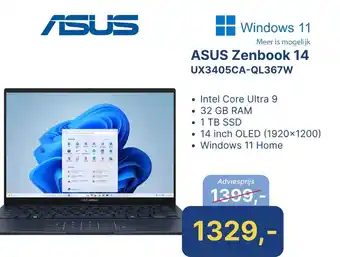 Levix Computershop ASUS Zenbook 14 UX3405CA-QL367W aanbieding