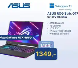 Levix Computershop ASUS ROG Strix G17 G713PV-HX165W aanbieding