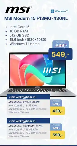 Levix Computershop MSI Modern 15 F13MG-430NL aanbieding