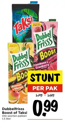 Vomar Voordeelmarkt Dubbelfrisss Boost of Taksi aanbieding