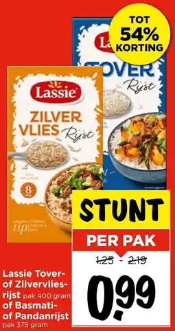 Vomar Voordeelmarkt Lassie Tover of Zilvervliesrijst of Basmati of Pandanrijst aanbieding