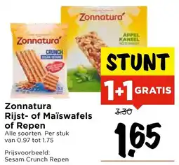 Vomar Voordeelmarkt Zonnatura Rijst of Maïswafels of Repen aanbieding