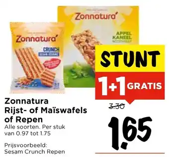 Vomar Voordeelmarkt Zonnatura Rijst of Maïswafels of Repen aanbieding