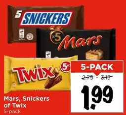 Vomar Voordeelmarkt Mars, Snickers of Twix aanbieding