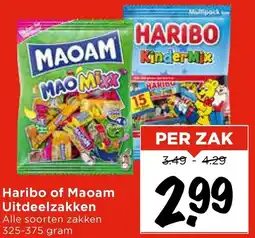 Vomar Voordeelmarkt Haribo of Maoam Uitdeelzakken aanbieding