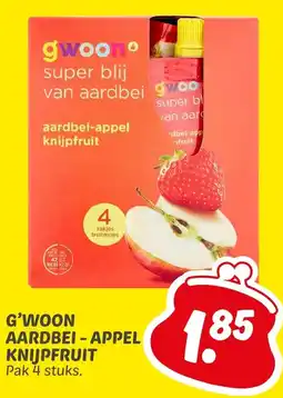 Dekamarkt G'woon aardbei-appel knijpfruit aanbieding