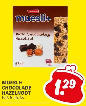 Dekamarkt Muesli+ chocolade hazelnoot aanbieding