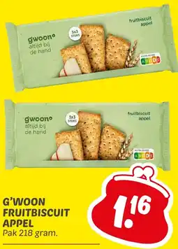 Dekamarkt G'woon fruitbiscuit appel aanbieding