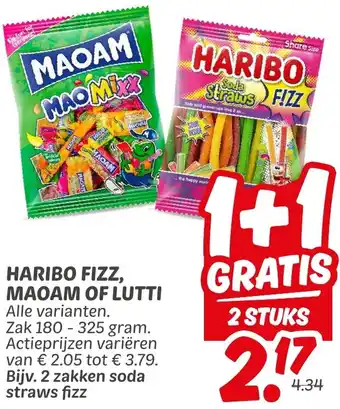 Dekamarkt Haribo fizz, maoam of lutti aanbieding