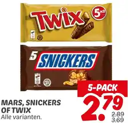 Dekamarkt Mars, snickers of twix aanbieding