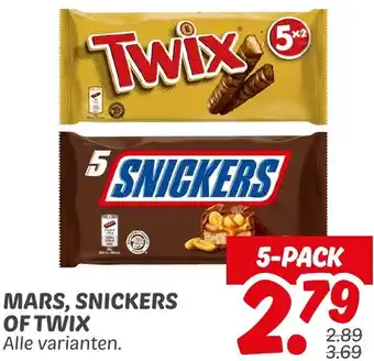 Dekamarkt Mars, snickers of twix aanbieding