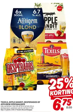 Dekamarkt Texels, apple bandit, desperados of affligem speciaalbier aanbieding