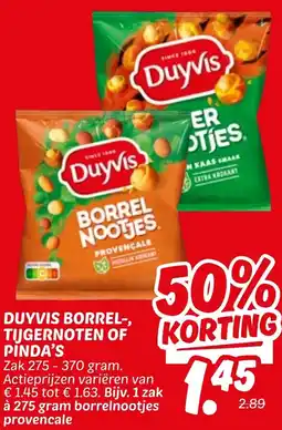 Dekamarkt Duyvis borrel, tijgernoten of pinda's aanbieding