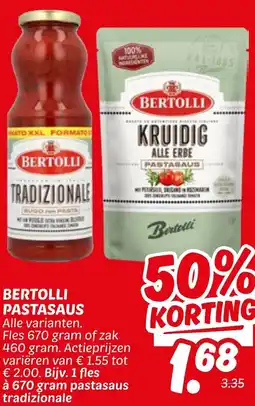 Dekamarkt Bertolli pastasaus aanbieding
