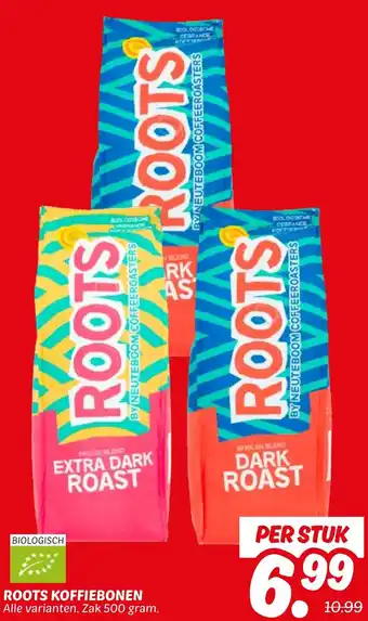 Dekamarkt Roots koffiebonen aanbieding