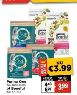 Vomar Voordeelmarkt Purina One zak 800 gram of Beneful zak 1.4 kilo aanbieding