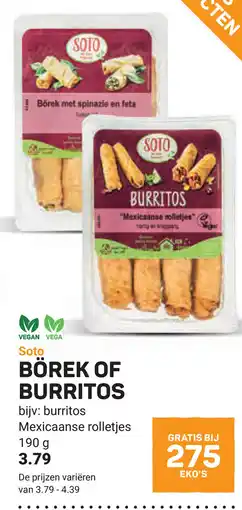 Ekoplaza Soto Börek of burritos aanbieding